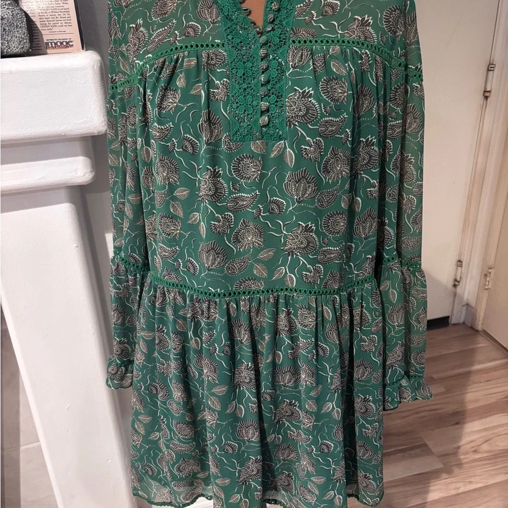 Rebecca Minkoff Florence dress in green paisley print polyester size M. Vintage! - Picture 5 of 16